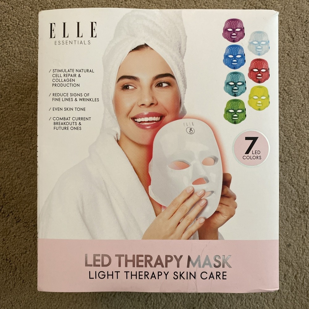 SEALED ELLE ESSENTIALS LED THERAPY MASK LIGHT THERAPY SKIN CARE 7 LED COLORS